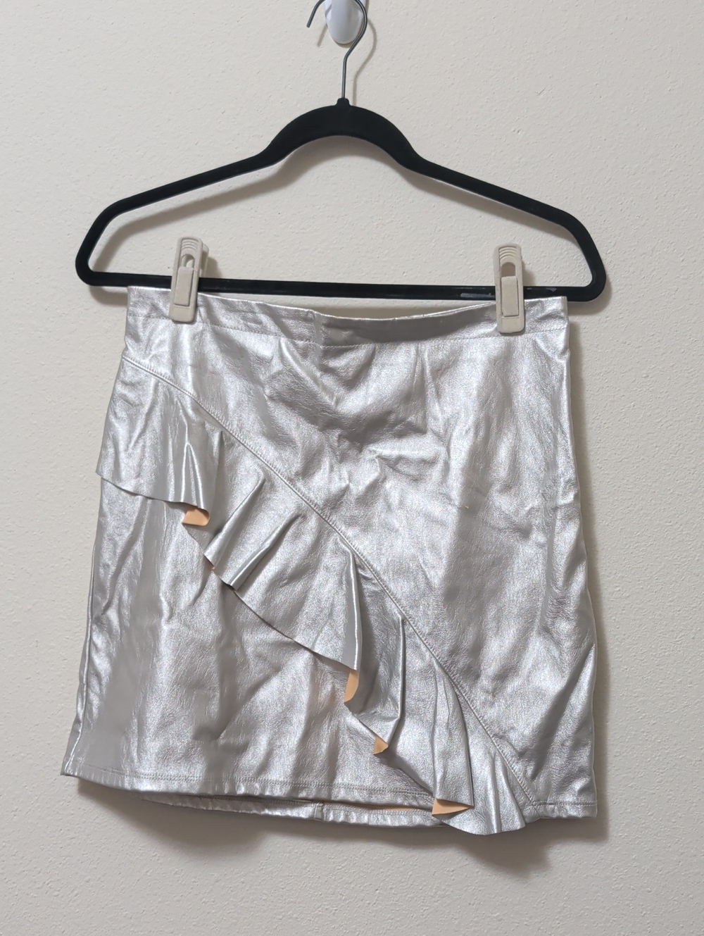 Mossimo Supply Co. Metallic Silver Ruffle Mini Skirt